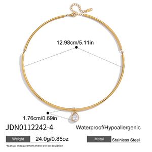 Collana Minimalista con Ciondolo in Zirconia Bianca di Varie Forme, Placcata in <span class=keywords><strong>Oro</strong></span> 18K, Girocollo Regolabile con Ciondolo CZ Delicato - Product Image 6