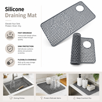 Tapis de protection pour évier de cuisine LVYIN en silicone alvéolé écologique, antidérapant, pliable, design rectangulaire simple et moderne