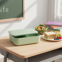 Boîte à lunch écologique en fibre de bambou à 3 compartiments, sans BPA, étanche, compatible micro-ondes, pour l'école et le bureau