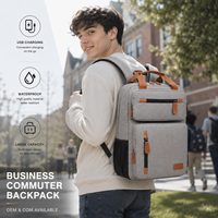 Sac à dos unisexe léger et tendance pour ordinateur portable, extensible, avec fermeture éclair, ceinture à coussin d'air, doublure en polyester Oxford