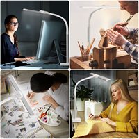 Grande lampe de table LED électrique sans éblouissement, flexible à col de cygne, en ABS, moderne, à commande tactile, simple, avec pince