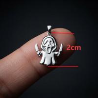 Pendentif Breloque Chien Fantôme d'Halloween en Acier Inoxydable, Mignon Chiot Portant une Écharpe avec Seau Citrouille, Accessoire de Bijouterie pour Femme