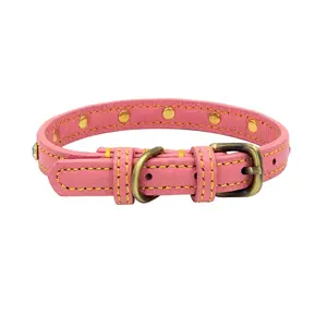 Hot Sale Lychee Pattern Scalp Zinc Alloy Gold Plated Brushed Bronze Hardware Pet Collar