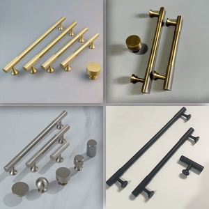 Cabinet <strong>Door</strong> Single Hole Handle Modern Tapered Base Drawer Pure Brass Handle Cylindrical Vertical Stripe Furniture <strong>Door</strong> Handle - Product Image 2