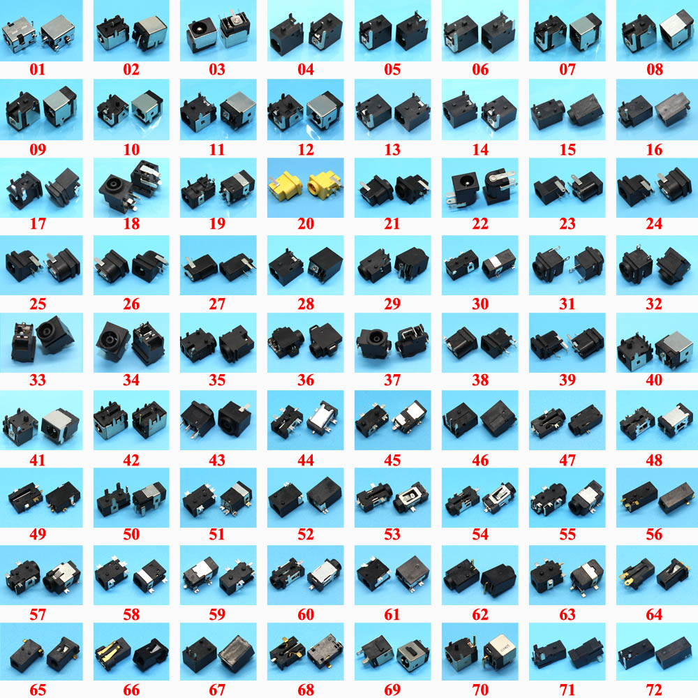Комплект образцов: 72 модели, 72 шт., разъем питания постоянного тока для планшетов, ПК, средних ноутбуков, для Samsung/Asus/Acer/HP/Toshiba/Dell/Sony/Lenovo