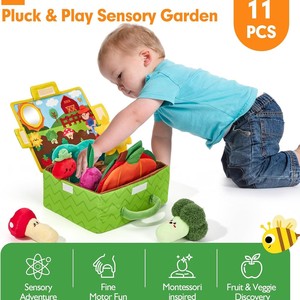 Jouets en peluche pour jardin potager, jouets sensoriels Montessori, <span class=keywords><strong>carotte</strong></span> et fleur avec <span class=keywords><strong>hochet</strong></span> et miroir pour BROS 15cm - Product Image 3