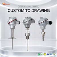 Sensor Suhu Berlapis Baja Kustom OEM ODM G1/2 M20x1.5 Probe 8mm 4-20mA 0.5%FS IP65 SS304 Elemen Platinum Impor RTD