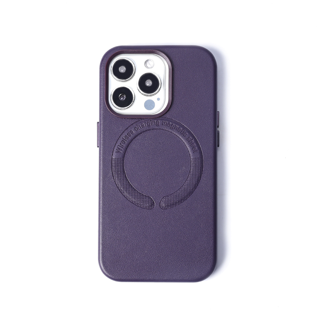 Elegant Dark Purple Mobile Phone Case for iPhone 17/16 Anti-Scratch Camera Protection Magnetic Compatible Embossed Circle Design