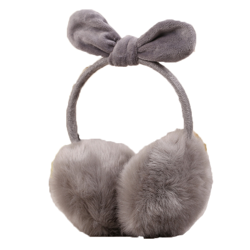 Vintage Girls Bow Foldable Plush Earmuffs Solid Soft Warm Headphone Ear-cap Boys Winter Accessories Outdoor Ear Muffs for Women