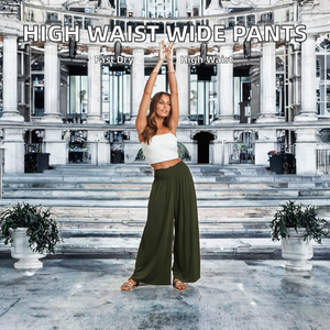 Pantalones Largos de Verano para Mujer, Casuales, de Cintura Alta, Rectos, de Pierna Ancha, con Cintura Elástica, de Secado Rápido, Spandex/Poliéster - Product Image 2