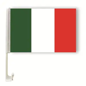 Modèles explosifs bonne qualité double couture italie drapeau de clip de fenêtre de voiture avec poteau en plastique de 50CM