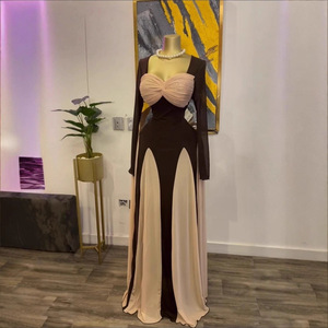 Stok iki renk uzun kollu kadın elbise örgü kavisli Maxi elbise artı boyutu Vestidos <span class=keywords><strong>M</strong></span>-2XL - Product Image 1