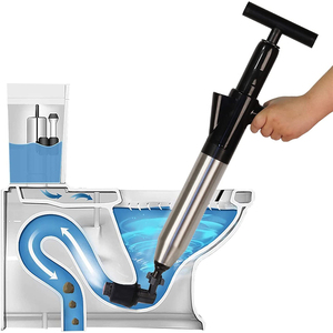 Kit de déboucheur pneumatique haute pression en acier inoxydable pour toilettes et canalisations - Product Image 1