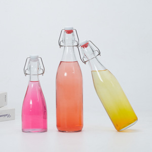 Không Bị Rò Rỉ Chai Thủy Tinh Vòng Trong Suốt Đồ Uống Chai Rỗng Với Khóa Nắp Cho Nước Trái Cây Tự Chế Rượu - Product Image 4