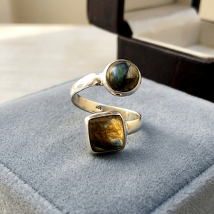 925 Fine <b>Sterling</b> <b>Silver</b> <b>Adjustable</b> Women's <b>Ring</b> Handmade Natural Labradorite Stone Gemstone Bezel Setting Jewelry Manufacturer - Product Image 3