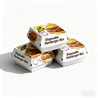 Livraison rapide, boîte à gâteau rigide jetable écologique et biodégradable, boîte à hamburger, fabrication chinoise, boîte à frites longues