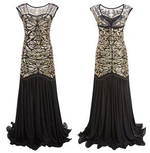 女性长挡板连衣裙复古v领无袖马克西派对连衣裙晚礼服舞会鸡尾酒 - Product Image 3