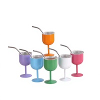 Set Gelas Shot Mini Gaya Amerika dari Baja Tahan Karat Desain Pintar Isolasi Termal 6-12 Jam Sedotan-4 Oz Pernikahan Pesta
