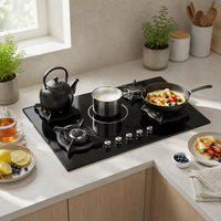 Plaque de cuisson électrique encastrable à 5 brûleurs, surface en verre trempé, protection anti-extinction de flamme, portable, pour hôtels, GPL, vente en gros