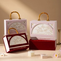 Boîte cadeau de mariage rigide à fermeture magnétique, style rétro en bambou, style chinois, écologique, boîte lumineuse exquise