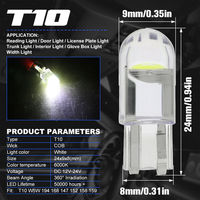 A80 couvercle en verre d'origine haute luminosité COB T10 W5W 194 168 LED ampoule de voiture vert rouge bleu ambre lampe de plaque d'immatriculation 12V lampe dôme