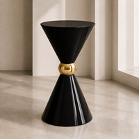Socle de présentation en forme de sablier rond de 50 cm, blanc et noir, pour gâteau de mariage, support à fleurs, piédestal pour la décoration d'événements et de fêtes