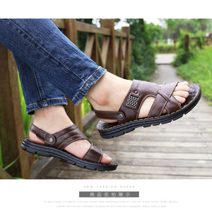 Sandalias de Hombre, Nuevas, de Verano, para Playa, con Suela Suave, Casuales, de Piel Vacuna, Frescas, Cómodas, con Punta Abierta, a la Moda - Product Image 3