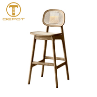 Chaise de restaurant en rotin tressé en bois massif, tabouret de bar, chaise haute de loisirs pour restaurant, vente en gros