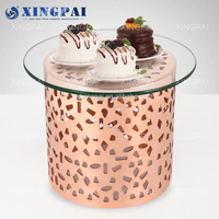 XINGPAI Offre Spéciale Décoration De Mariage Trois Niveaux De Luxe Buffet Alimentaire Présentoir En Acier Inoxydable Cylindre Stands Pour La Fête