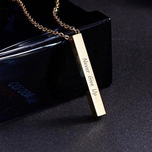 De moda Simple de acero inoxidable chapado en oro inicial grabado nombre Collar personalizado barra COLLAR COLGANTE - Product Image 4