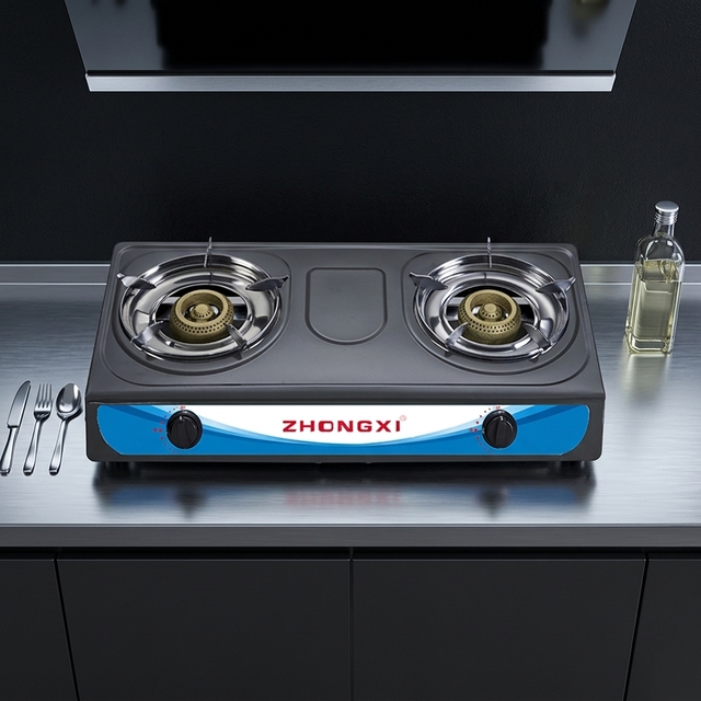 Home Kitchen Appliances 2 Burners Stainless Steel Gas Cooktops Table Top Fast Heating Household Safe 2 Burner Gas Cooking Stove