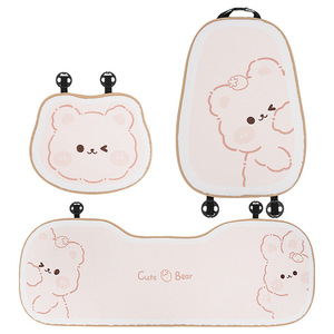 Plush Car Seat Cushion Set Cute Bear Design Extra Soft Winter Warmth For Car Interior Decorative <b>Pillow</b> 3-4 Pieces - Product Image 5
