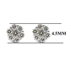 Boucles d'oreilles clous en or blanc massif 18 carats, serties de diamants véritables, de haute qualité, style griffe noble, tendance, bijoux fins, collection HK Valuable - Product Image 2