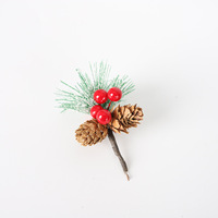 Ramas de Pino Navideñas Artificiales con Conos (Bayas Rojas, 2 Estilos: Normales/Con Efecto de Nieve) para Coronas y Árboles - Decoración Navideña Creativa DIY