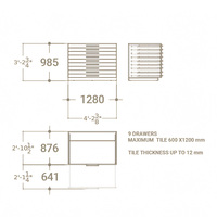 Armoire de rangement modulaire et personnalisable en bois avec tiroirs pour salle d'exposition de carreaux et revêtements de sol - Présentoir à carreaux