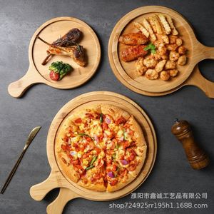 ชุดเขียงไม้ไผ่ทรงกลมสำหรับพิซซ่า สเต็ก ขนมปัง ของหวาน ใช้สำหรับตั้งแคมป์ กิจกรรมกลางแจ้ง เกรดสำหรับอาหาร - Product Image 3