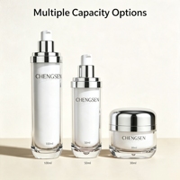Flacon de lotion en acrylique de luxe 200 ml 50 ml, flacon pompe sans air à double paroi, flacon cosmétique en plastique transparent avec boîte OEM