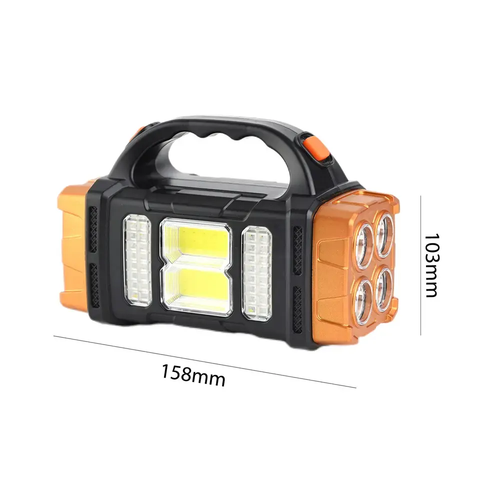 Solar LED Flashlight With COB Work Lights Camping Light USB Rechargeable Searchlight Portable Handheld Lantern Power Bank Torch