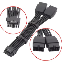 Câble gaufré 16AWG RTX4090 RTX4080 12VHPWR 16P(12+4) vers adaptateur connecteur coudé à 90 degrés 2x8 broches