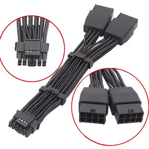 Câble gaufré 16AWG RTX4090 RTX4080 <span class=keywords><strong>12VHPWR</strong></span> 16P(12+4) vers <span class=keywords><strong>adaptateur</strong></span> connecteur coudé à 90 degrés 2x8 broches - Product Image 1
