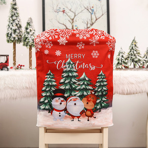Housse de chaise de Noël imprimée avec motifs de dessins animés, Père Noël, Bonhomme de neige, Joyeux Noël, décorations et ornements - Product Image 6