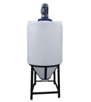 Promotion : Réservoir de stockage de liquides en plastique de qualité alimentaire 1500L, à fond conique, avec disperser 220V, anti-acide et anti-alcali, à paroi épaisse et haute résistance