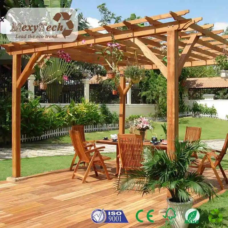 Moderno diseño personalizado patio sombra porche jardín cubierto de pérgola de madera compuesta