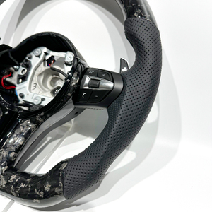 Volante Deportivo Elegante de Fibra de Carbono Forjada con Detalles en Negro y Cuero para <span class=keywords><strong>BMW</strong></span> F10 F20 F30 F32 F36 M3 F80 M4 F82 M2 F87 M5 F90 - Product Image 2