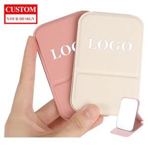 0717 High Quality Pu Leather Pocket Led Cosmetic <b>Mirror</b> Custom Logo Travel Portable Mini Magnifying <b>Foldable</b> Personalized - Product Image 4