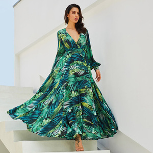 knee length dresses for ladies Long Sleeves Sequins A Line Satin Green Prom Gown -