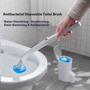 Disposable Toilet <b>Brush</b> with Strong Detergent <b>Long</b> <b>Handle</b> No Dead Angle Plastic Replacement <b>Brush</b> Head - Product Image 2