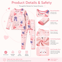 Ensemble de pyjama pour enfants avec imprimé lapin, coton et élasthanne, vêtements de nuit pour filles, manches longues, vêtements de détente, doux et respirant, personnalisable, OEM, étiquette privée