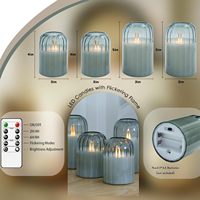 Ensemble de 4 bougies électroniques sans flamme en verre avec télécommande, alimentées par piles, bougies pilier LED scintillantes