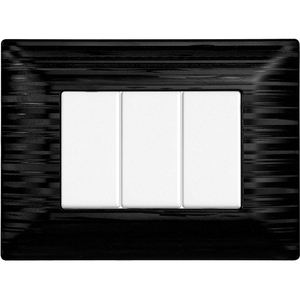 Ensemble de plaques d'interrupteurs muraux Gloca à 3 postes, en plastique noir satiné, design minimaliste durable, 3 pièces - Product Image 4